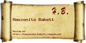 Haszonits Babett névjegykártya